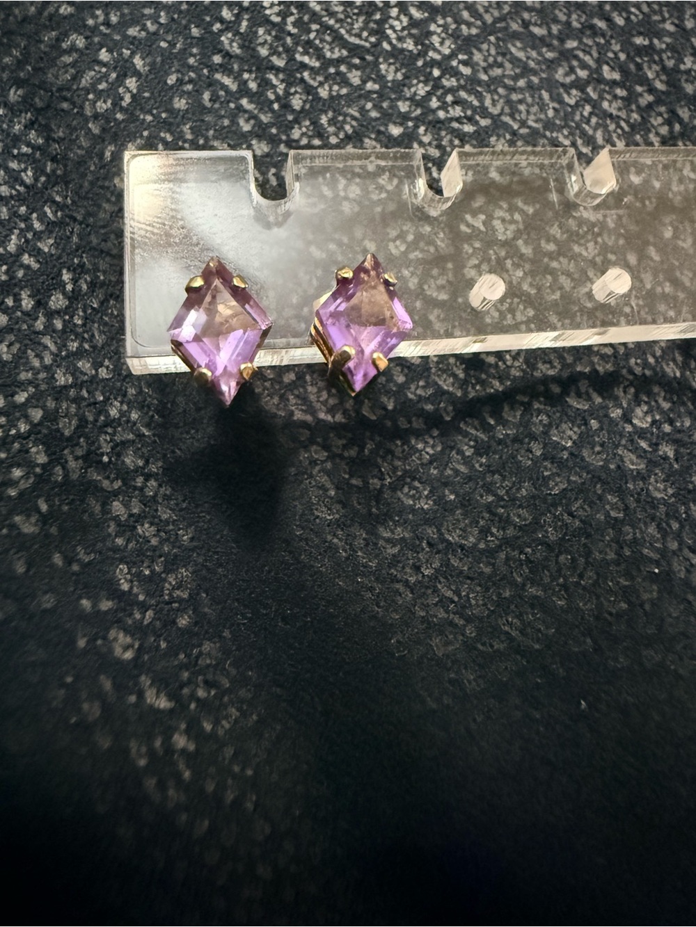 14k Gold-Prong Purple amethyst Gemstone Stud Earrings